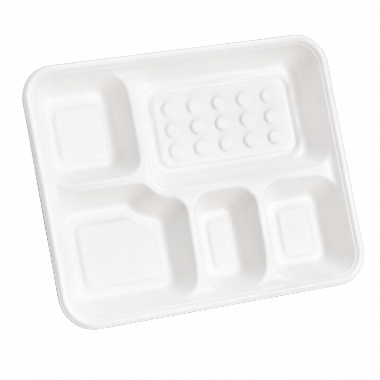 (500/Count) 5 Compartment Bagasse Deep Meal Tray