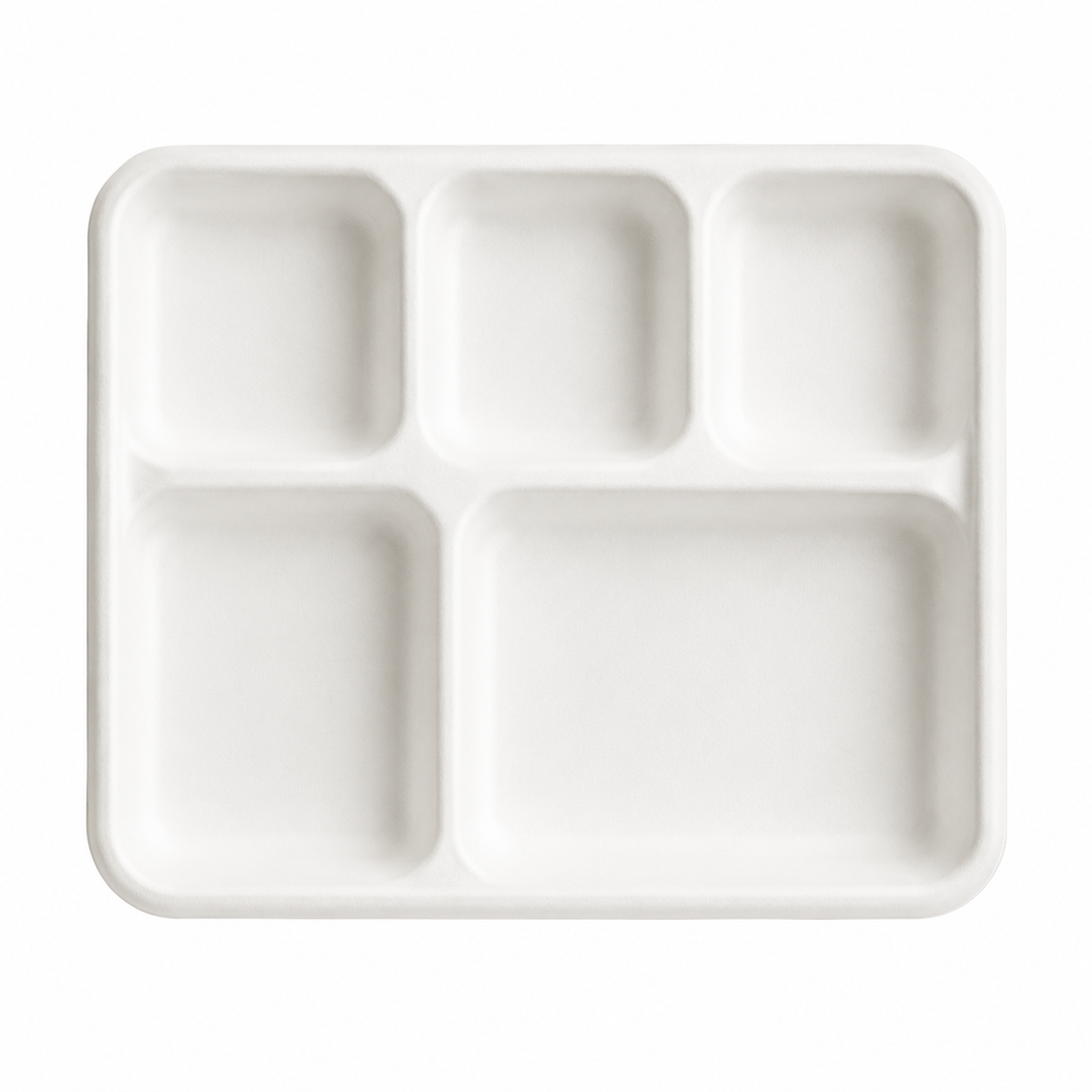5 Compartment Biodegradable Shallow Meal Tray [250/Case]