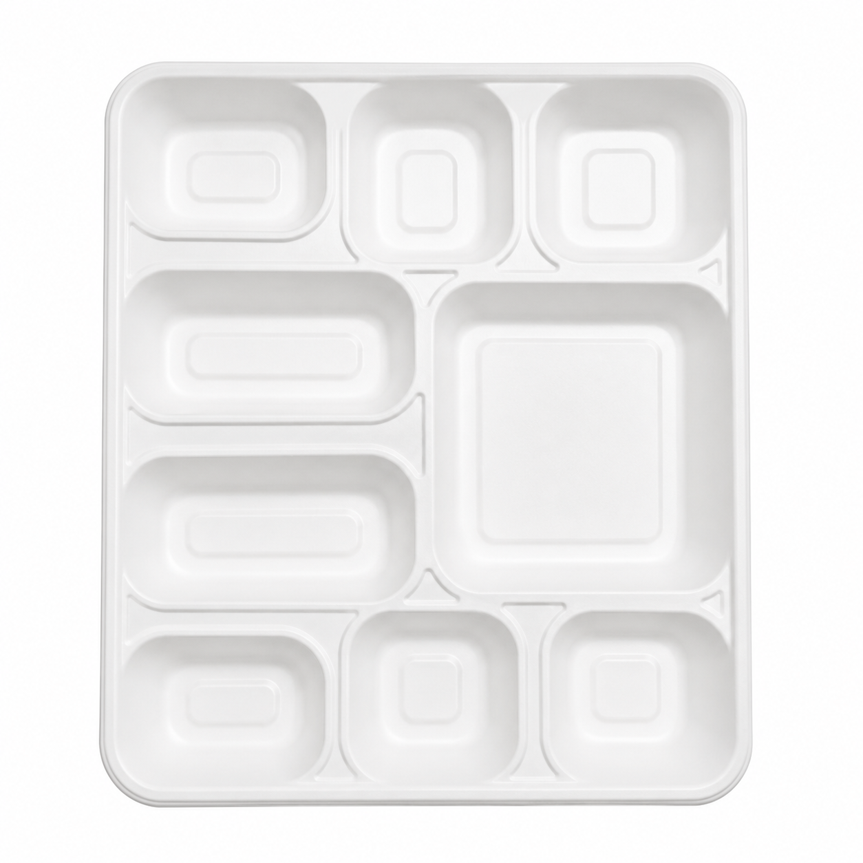 9 Compartment Rectangular Biodegradable Meal Tray [200/Case]