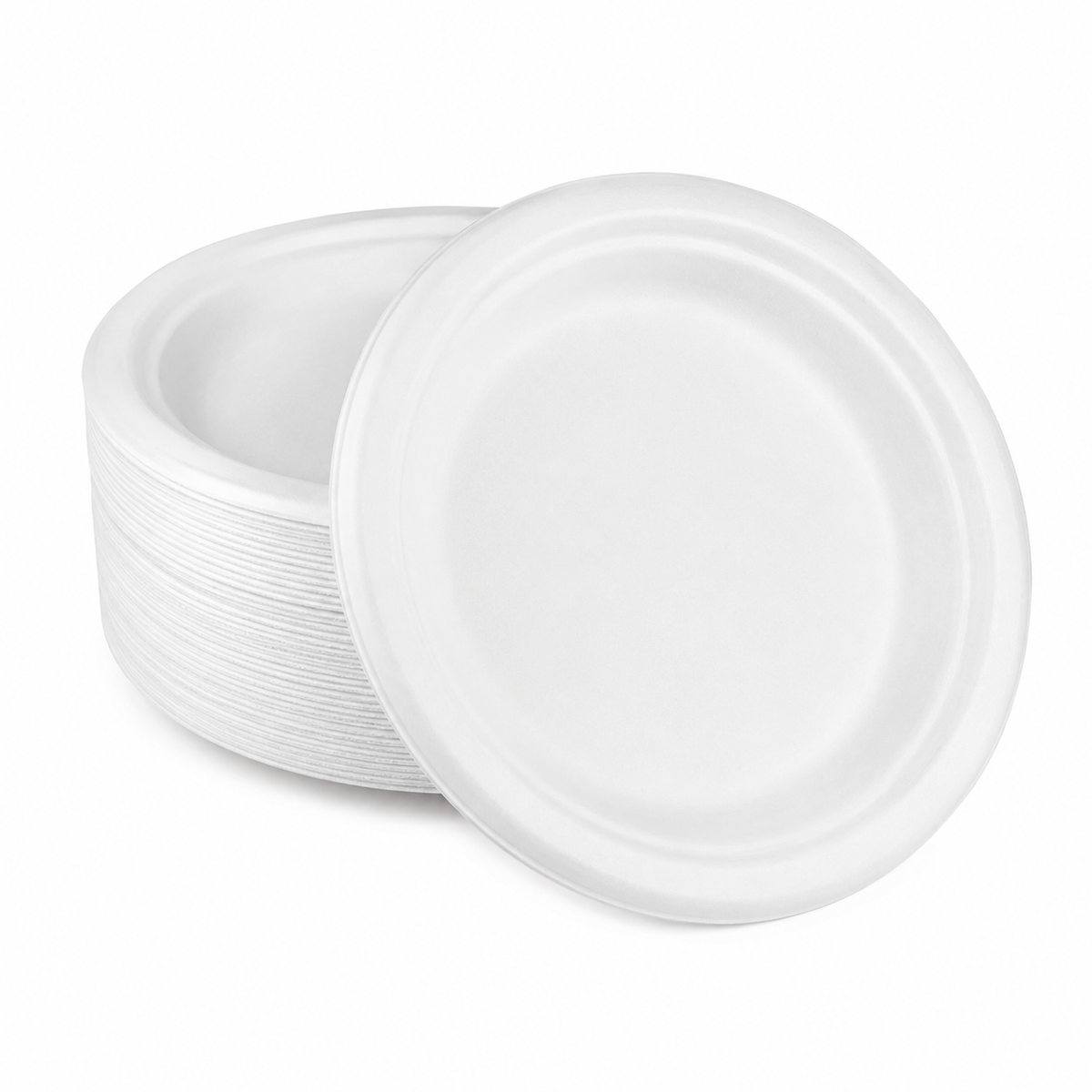 10" Compostable Bagasse Round Plate, White [500/Case]