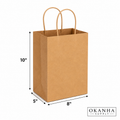 OKANHA Brown Kraft Paper Shopping Bags with Handles 8" x 5" x 10"