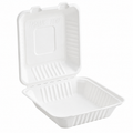 8" x 8" Bagasse Hinged Lid Container [300/Case]