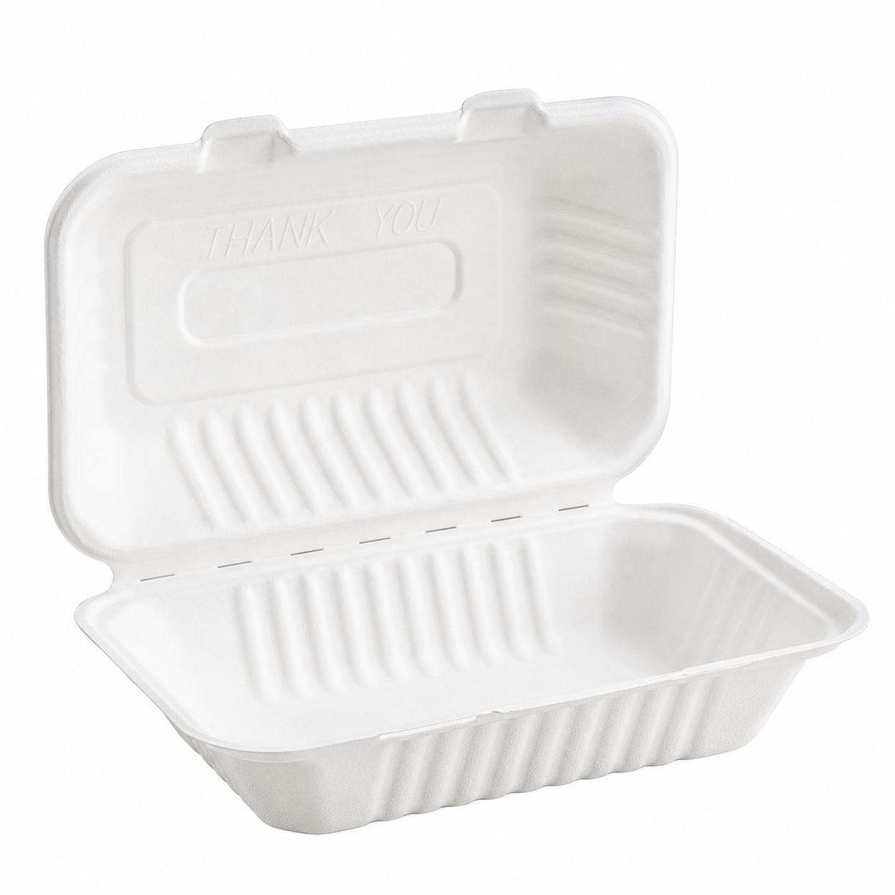 9" x 6" Bagasse Hinged Lid Container [200 Pack]