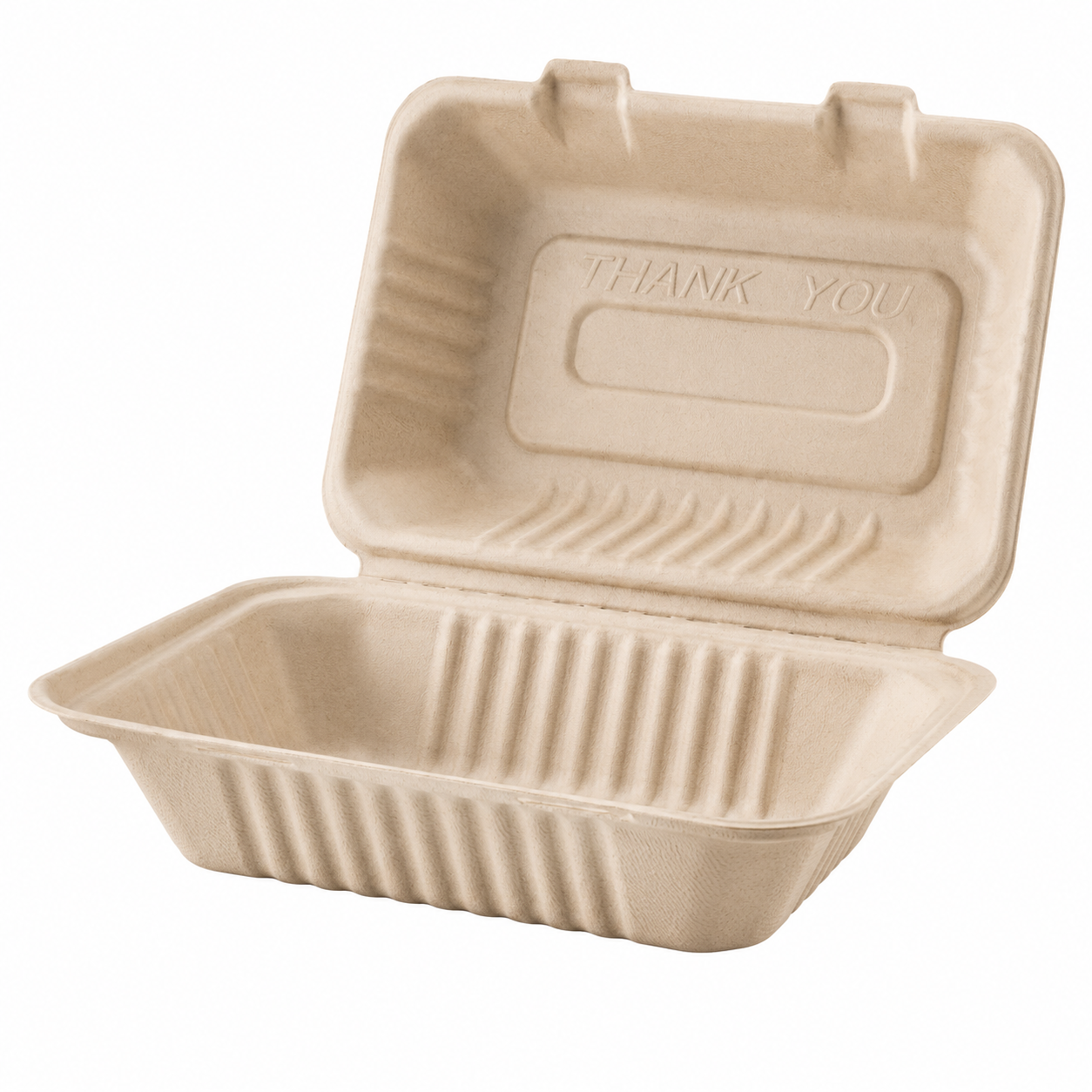 Karat Earth 9''x 6'' Compostable Bagasse Hinged Containers, Natural - 200 pcs
