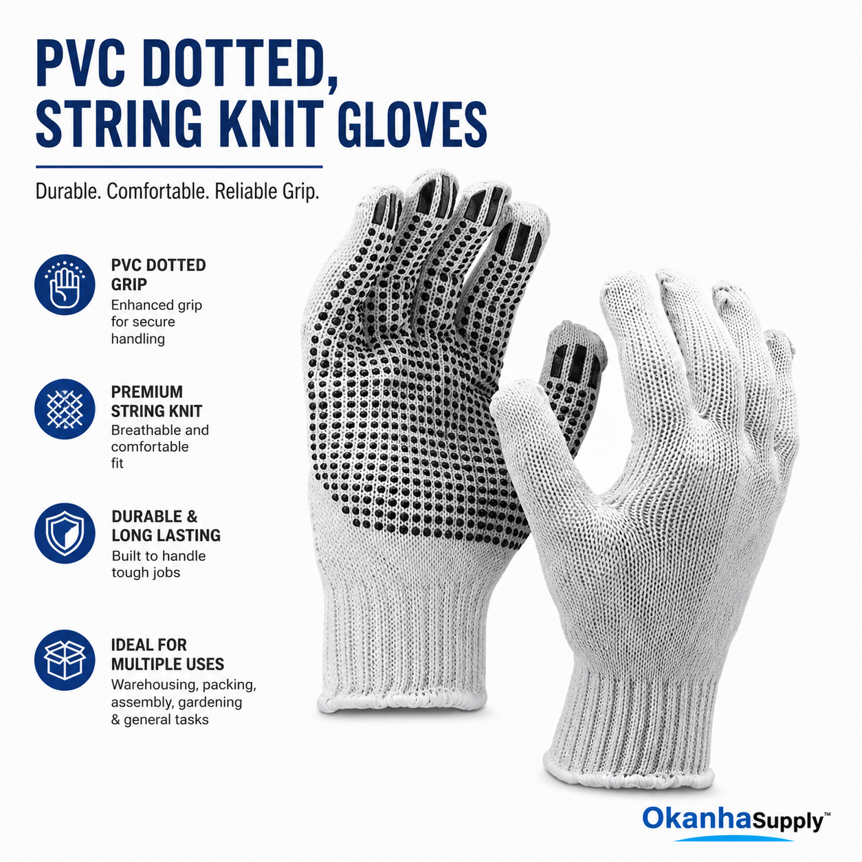 PVC Dotted String Knit Gloves