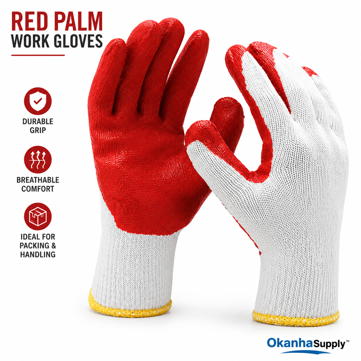 Red Palm Work Gloves