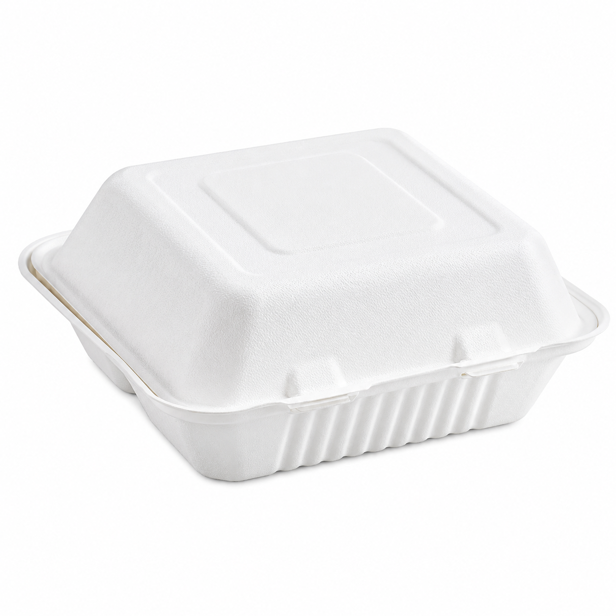 Crystalware 8" X 8" Bagasse Take Out Hinged Containers [200/Case]
