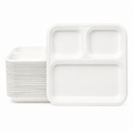 Urban 3 Compartment Square Bagasse Plate [400/Case]