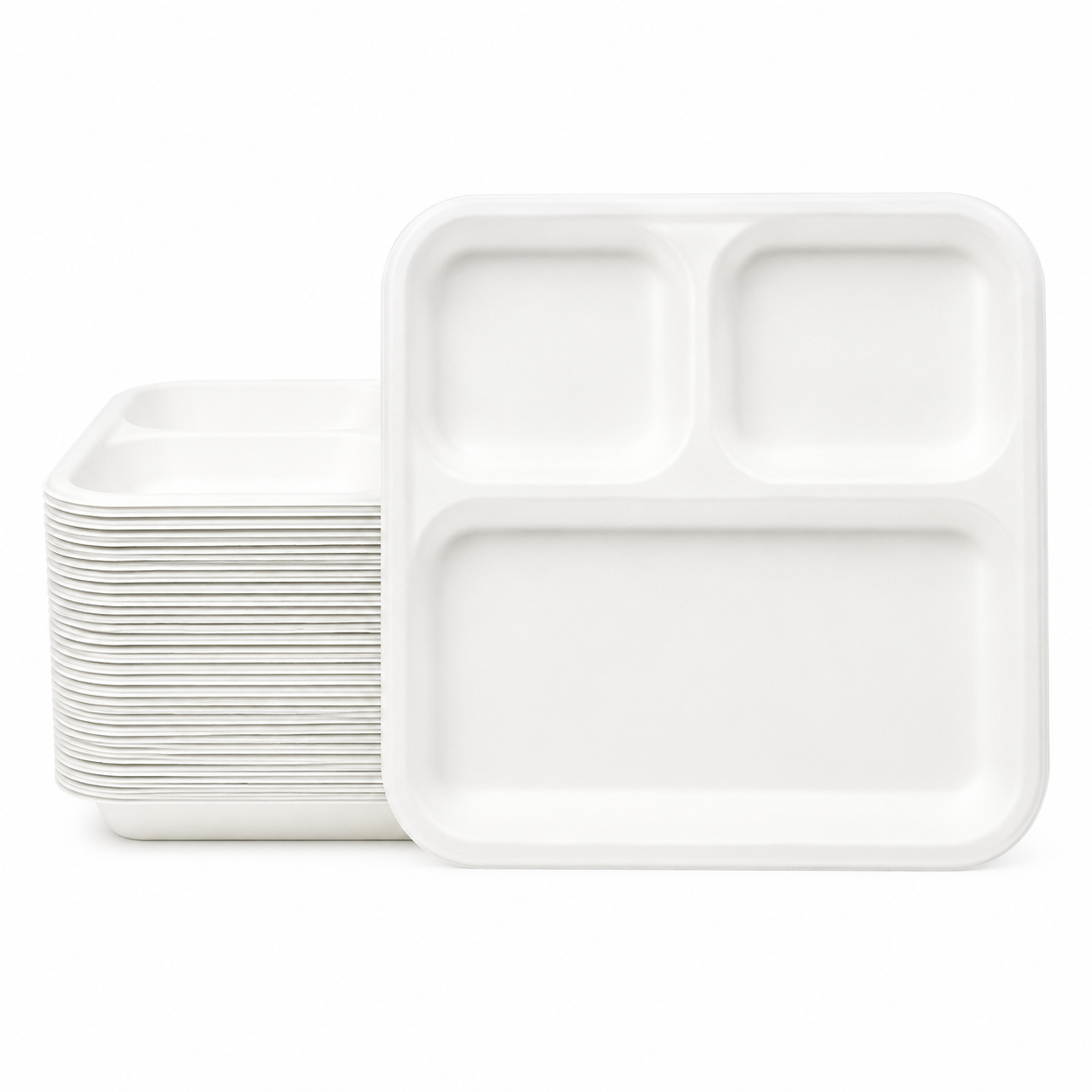 Urban 3 Compartment Square Bagasse Plate [400/Case]