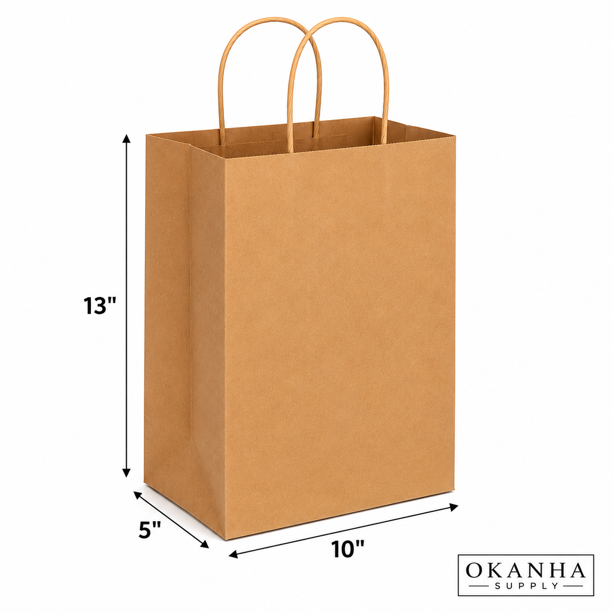 OKANHA Brown Kraft Paper Shopping Bags with Handles 8" x 5" x 10"