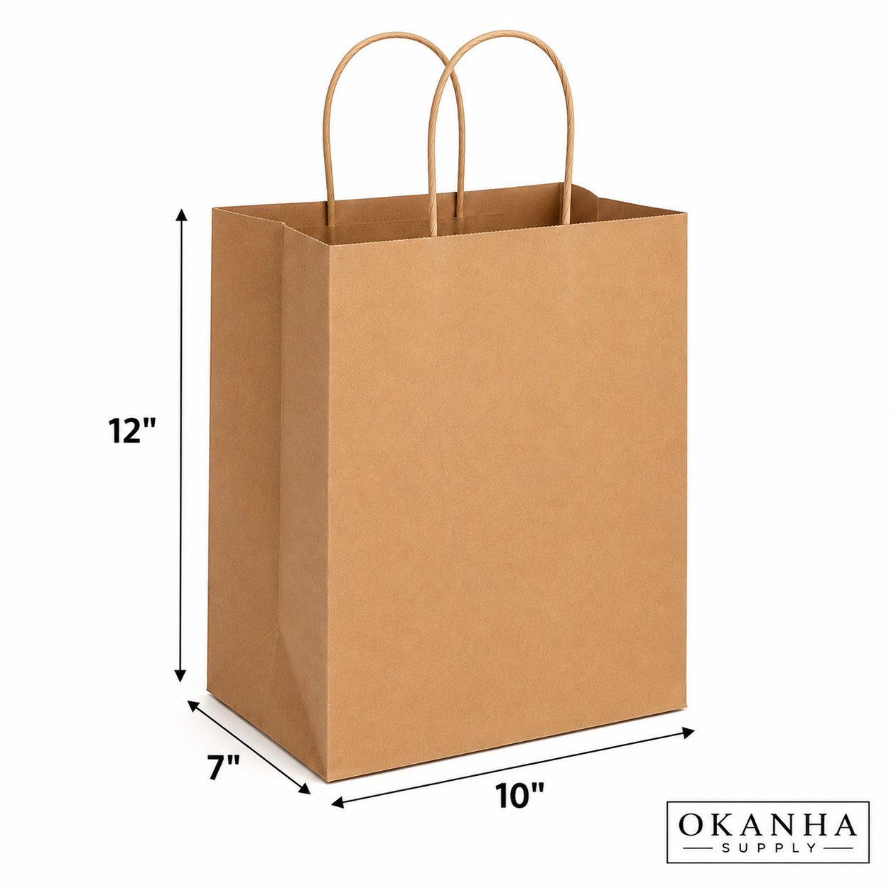 OKANHA Brown Kraft Paper Shopping Bags with Handles 8" x 5" x 10"