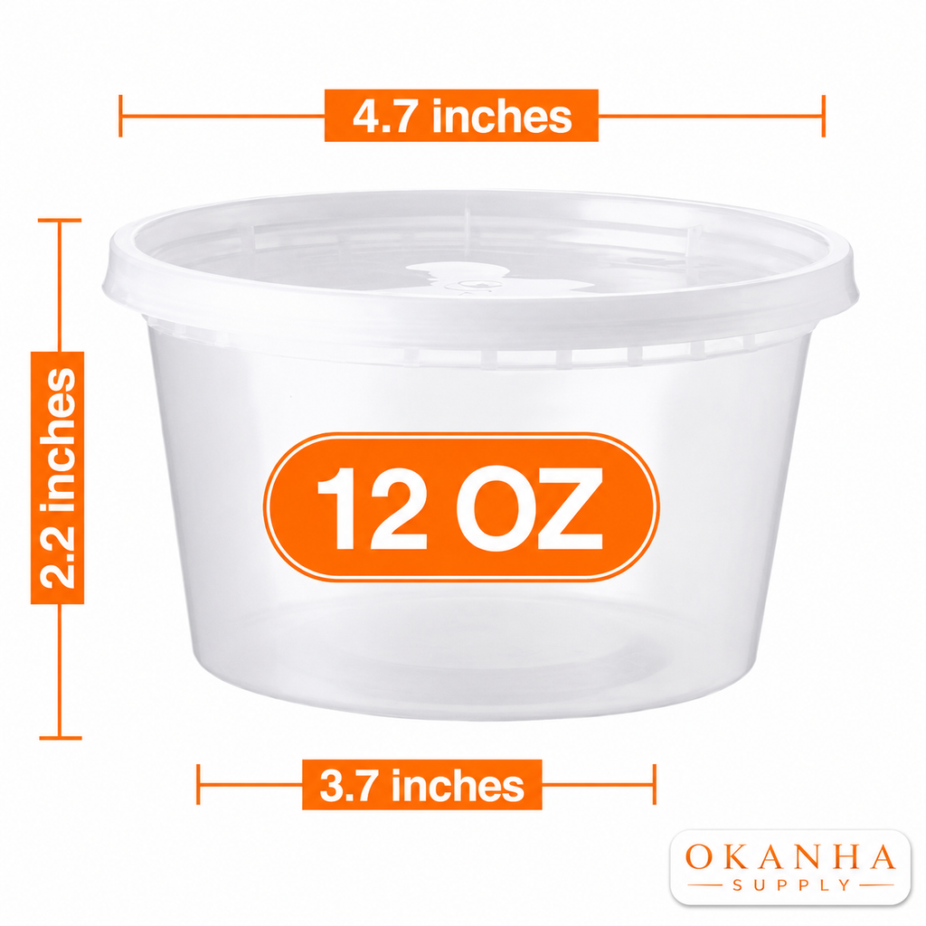 12 Oz Heavy Duty Round Deli Food Soup Containers w/ Lids BPA Free 240 Sets