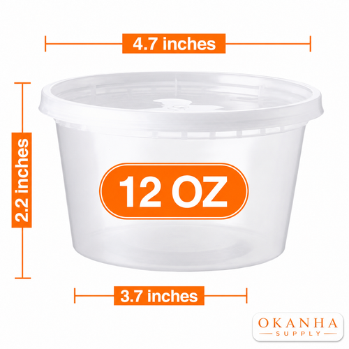 12 Oz Heavy Duty Round Deli Food Soup Containers w/ Lids BPA Free 240 Sets