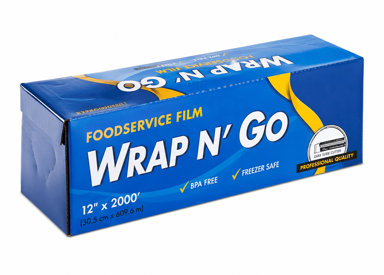 12" x 2000' Food Service Stretch Wrap Clear Plastic Food Wrap Roll Commercial