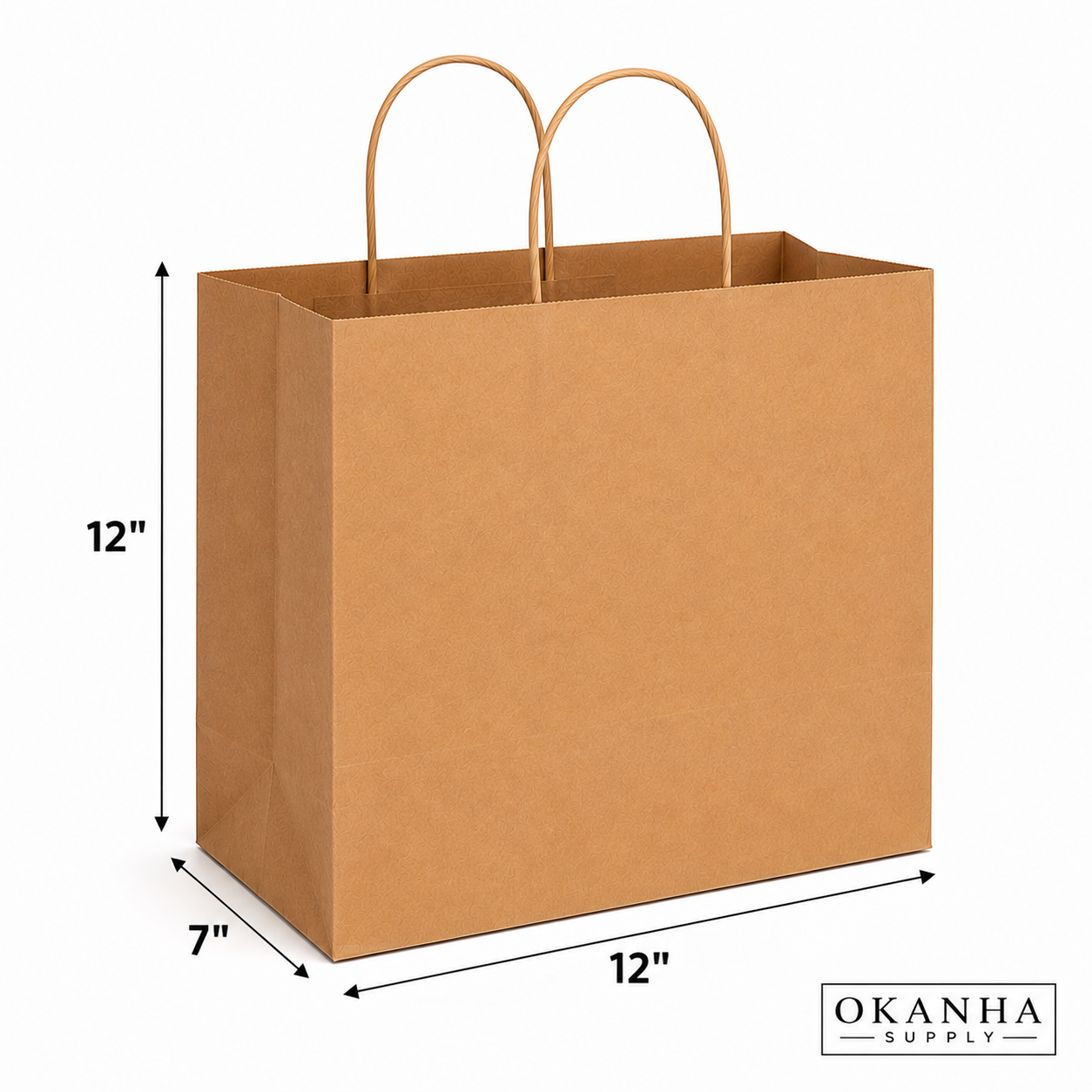 OKANHA Brown Kraft Paper Shopping Bags with Handles 8" x 5" x 10"