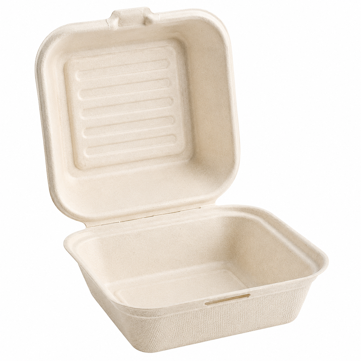 6" x 6" Natural Bagasse Hinged Container [400/Case]