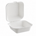 DK 6" x 6" White Bagasse Hinged Lid Container [400/Case]